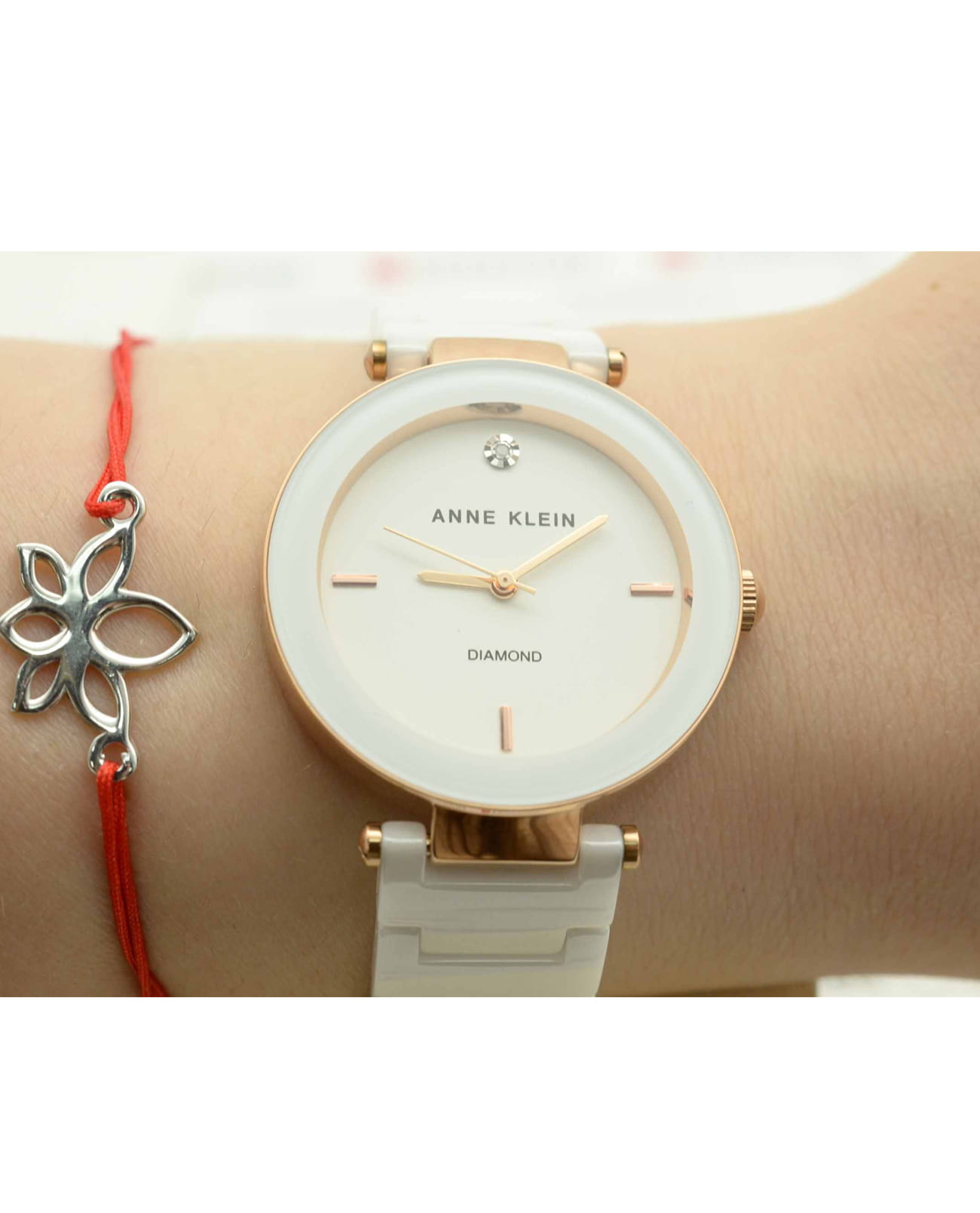 Anne Klein Anne Klein Diamond 1018RGWT женские часы белый циферблат на запястье